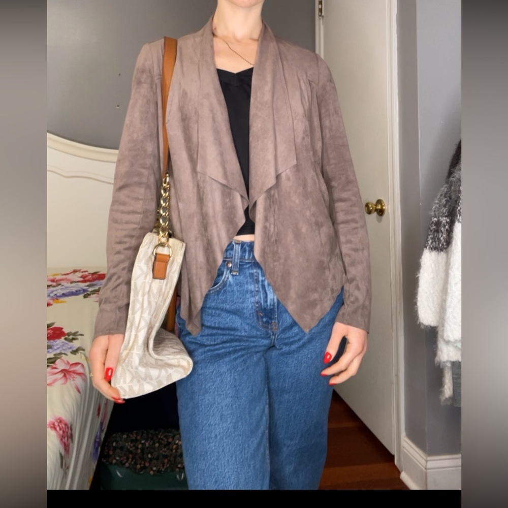 Brown open front cardigan